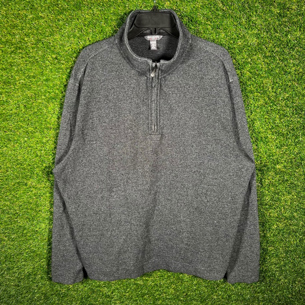 Van Heusen Flex Mens XL Quarter Zip Pullover Sweater Charcoal Grey Heather
